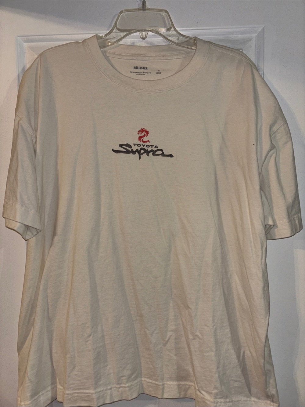 Hollister Cream Tee with Red and Black Supra Logo